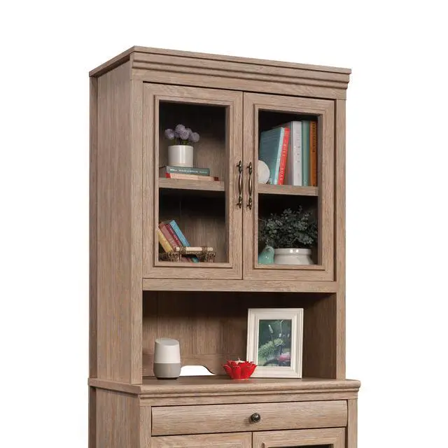 Alt view image 3 of 7 - Library Hutch with Glass Doors, Brown finish
