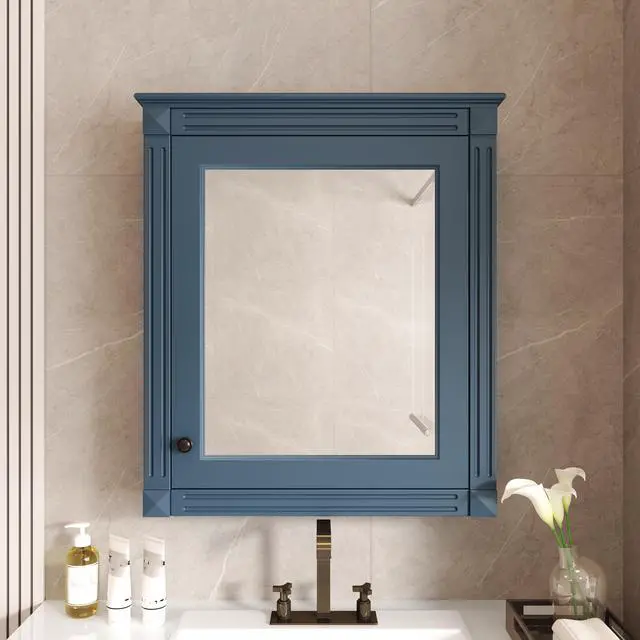 Alt view image 5 of 7 - 24'' x 27'' Wall Mounted Bathroom Storage Cabinet with Mirror, Medicine Cabinet with Height Adjustable Shelf, Over the Toilet Space Saver Cabinet