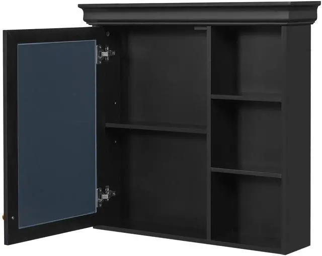 Main image of 30'' x 28'' Bathroom Medicine Cabinet with Mirror, Wall Mounted Mirror Cabinet with Storage Organizer, Over the Toilet Storage Black Storage Cabinet for Bathroom