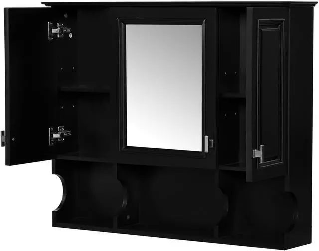 Main image of 35'' x 28'' Wall Mounted Bathroom Medicine Cabinet, Modern Bathroom Wall Cabinet with Mirror, Mirror Cabinet with Open Shelves