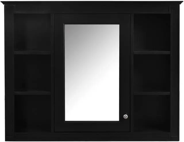Main image of 35'' x 28'' Medicine Cabinet, Wall Mounted Bathroom Storage Cabinet, Modern Bathroom Wall Cabinet with Mirror, Mirror Cabinet with 6 Open Shelves (Not Include Bathroom Vanity )