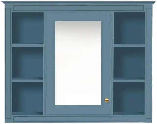 Main image of 35'' x 28'' Medicine Cabinet, Wall Mounted Bathroom Storage Cabinet, Modern Bathroom Wall Cabinet with Mirror, Mirror Cabinet with 6 Open Shelves (Not Include Bathroom Vanity )