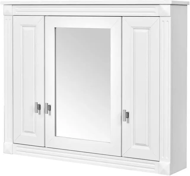 Main image of Bathroom Wall Cabinet with Mirror, Wall Mounted Medicine Cabinet with 5 Shelves, Mirrored Door Over Toilet Storage Cabinet, White