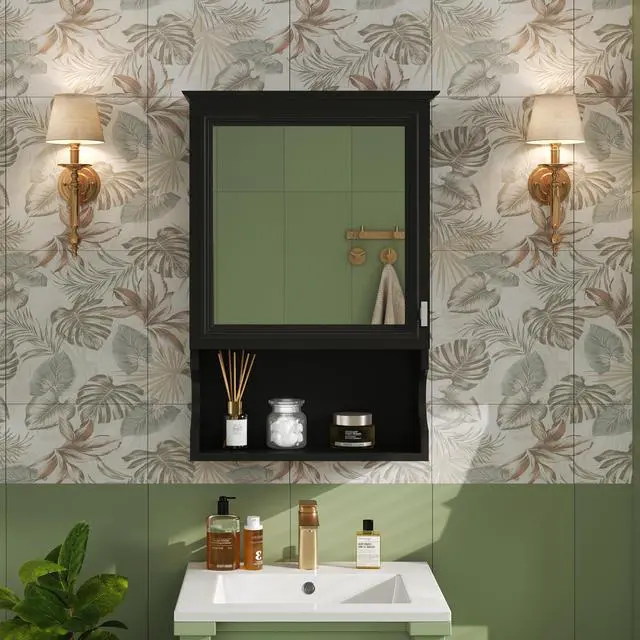 Alt view image 5 of 7 - 20'' Wall Mounted Bathroom Storage Cabinet with Mirror, Wall Mounted Home Storage with Door, Mirrored Wall Medicine Cabinet