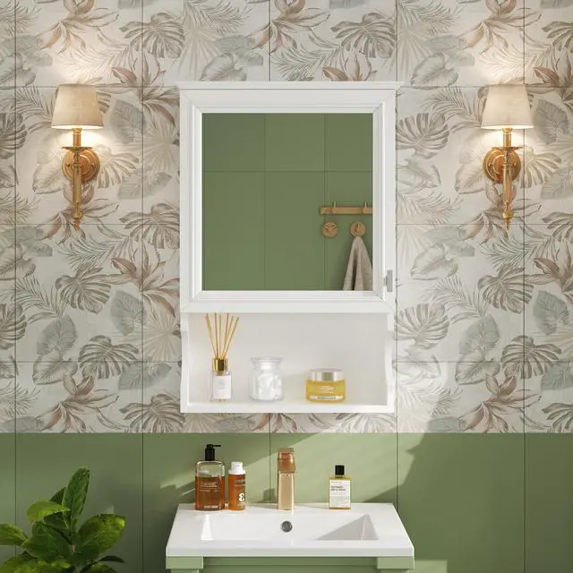 Alt view image 5 of 7 - 20'' Wall Mounted Bathroom Storage Cabinet with Mirror, Wall Mounted Home Storage with Door, Mirrored Wall Medicine Cabinet