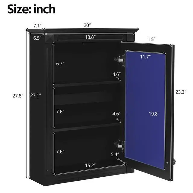 Alt view image 3 of 7 - 20" Wall Mounted Bathroom Storage Cabinet with Mirror, Medicine Cabinet with Height Adjustable Shelf, Over the Toilet Space Saver Cabinet