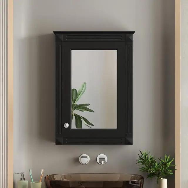 Alt view image 5 of 7 - 20" Wall Mounted Bathroom Storage Cabinet with Mirror, Medicine Cabinet with Height Adjustable Shelf, Over the Toilet Space Saver Cabinet