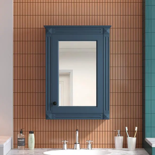 Alt view image 2 of 7 - 20" Wall Mounted Bathroom Storage Cabinet with Mirror, Medicine Cabinet with Height Adjustable Shelf, Over the Toilet Space Saver Cabinet