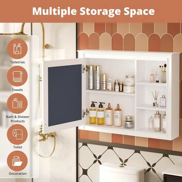 Alt view image 7 of 7 - 36'' x 28'' Medicine Cabinet, Wall Mounted Bathroom Storage Cabinet, Modern Bathroom Wall Cabinet with Mirror,Medicine Cabinet, Mirror Cabinet with 1 adjustable Shelf