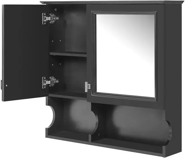 Main image of 30 Inch Mirror Medicine Cabinet with Open Shelves, Wall Mounted Home Storage with Doors & Mirror, Adjustable Shelf, Bathroom Storage Cabinet over Toilet