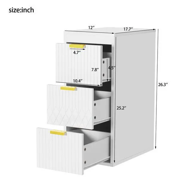 Alt view image 3 of 7 - Wall Mounted Floating Cabinet, 12inch Side Cabinet with Drawers, Mutifunctional Cabinet for Bathroom, Living Room (Bathroom Vanity Not Included)