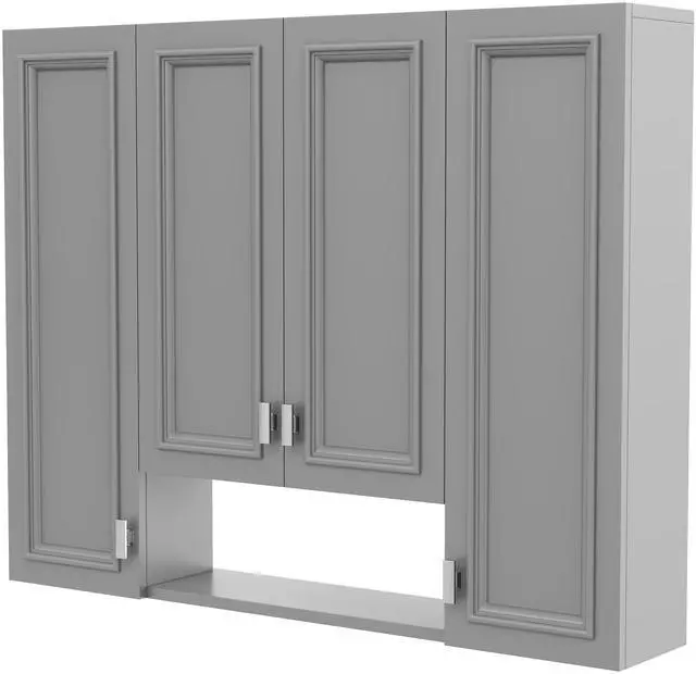 Main image of Modern Bathroom Cabinet with 5 Adjustable Shelves, Wall-Mounted Medicine Cabinet for Bathroom, Soft-Closing Hinges, Open Shelving Design