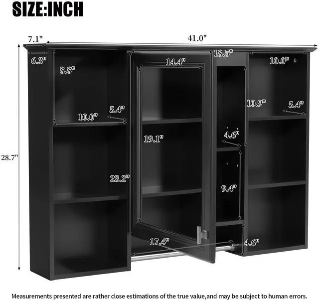 Alt view image 3 of 7 - 3-in-1 Bathroom Mirror Cabinet, 41-inch Wall Mounted Medicine Cabinet with Adjustable Shelf & Soft Close Door, High-Define Mirror with Storage for Bathroom Vanity