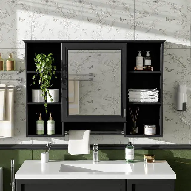 Alt view image 2 of 7 - 3-in-1 Bathroom Mirror Cabinet, 41-inch Wall Mounted Medicine Cabinet with Adjustable Shelf & Soft Close Door, High-Define Mirror with Storage for Bathroom Vanity
