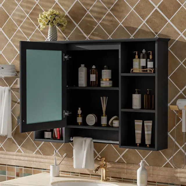 Alt view image 5 of 7 - 3-in-1 Bathroom Mirror Cabinet, 41-inch Wall Mounted Medicine Cabinet with Adjustable Shelf & Soft Close Door, High-Define Mirror with Storage for Bathroom Vanity