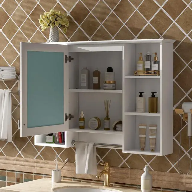 Alt view image 6 of 7 - 3-in-1 Bathroom Mirror Cabinet, 41-inch Wall Mounted Medicine Cabinet with Adjustable Shelf & Soft Close Door, High-Define Mirror with Storage for Bathroom Vanity