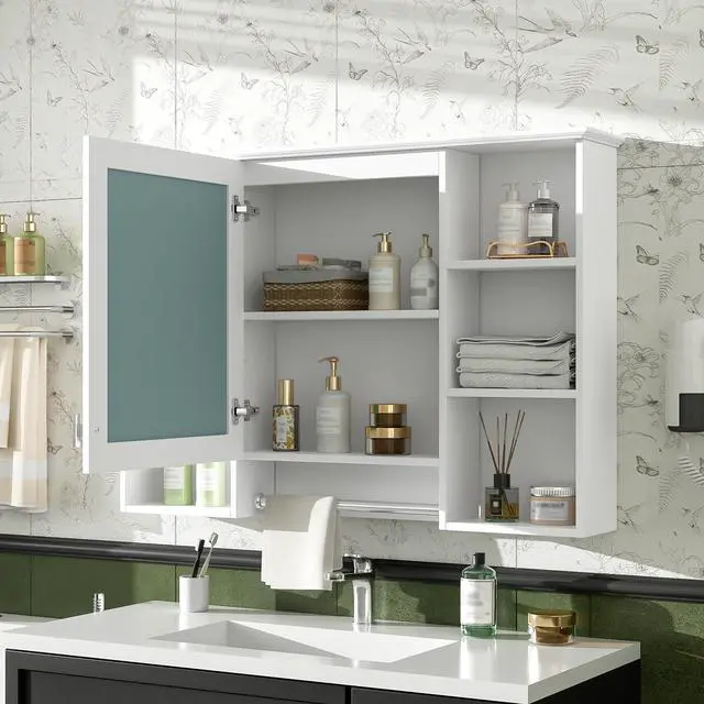 Alt view image 4 of 7 - 3-in-1 Bathroom Mirror Cabinet, 41-inch Wall Mounted Medicine Cabinet with Adjustable Shelf & Soft Close Door, High-Define Mirror with Storage for Bathroom Vanity