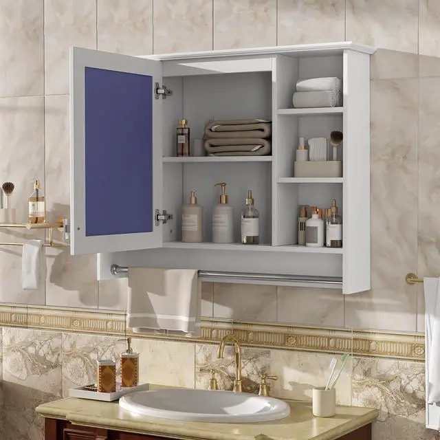 Alt view image 4 of 7 - 3-in-1 Bathroom Mirror Cabinet, 36-inch Wall Mounted Medicine Cabinet with Adjustable Shelf & Soft Close Door, High-Define Mirror with Storage for Bathroom Vanity