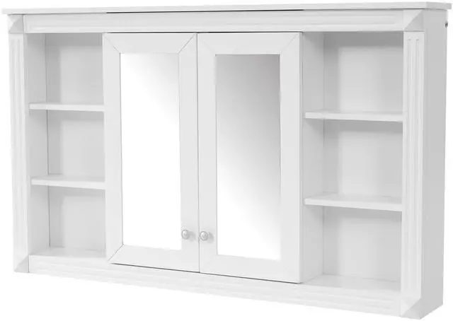 Main image of 47 Inch Bathroom Mirror Cabinet with Storage, Adjustable Shelf and Open Shelves, Wall Mounted Medicine Cabinet for Bathroom, Bedroom, Vanity