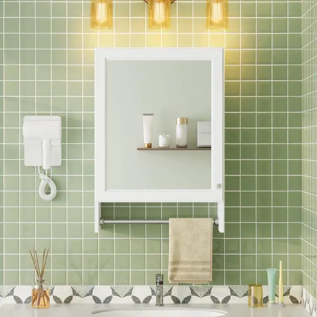 Alt view image 4 of 7 - 3-in-1 Bathroom Mirror Cabinet, 20-inch Wall Mounted Medicine Cabinet with Adjustable Shelf & Soft Close Door, High-Define Mirror with Storage for Bathroom Vanity