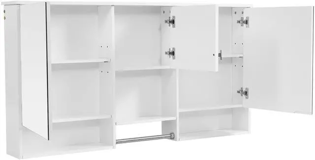 Main image of 55 inch Wall-Mount 3-in-1 Mirror Cabinet with Adjustable Shelf, Soft-Closing Hinges, High-Quality MDF, for Bathroom Vanity, Living Room, Bedroom Storage Organizer