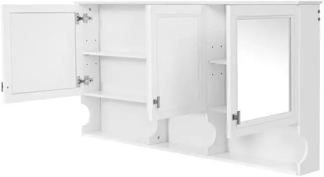 Main image of 55 Inch Mirror Medicine Cabinet with Open Shelves, Wall Mounted Home Storage with Doors & Mirror, Adjustable Shelf, Bathroom Storage Cabinet over Toilet
