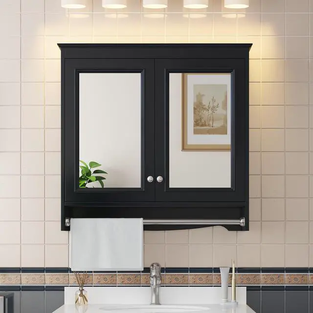 Alt view image 2 of 7 - 3-in-1 Bathroom Mirror Cabinet, 30 inch Wall Mounted Medicine Cabinet with Adjustable Shelves & Soft Close Doors, High-Define Mirror with Storage for Bathroom Vanity