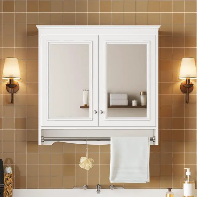 Alt view image 5 of 7 - 3-in-1 Bathroom Mirror Cabinet, 30 inch Wall Mounted Medicine Cabinet with Adjustable Shelves & Soft Close Doors, High-Define Mirror with Storage for Bathroom Vanity