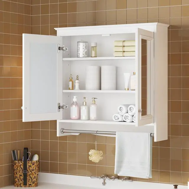 Alt view image 6 of 7 - 3-in-1 Bathroom Mirror Cabinet, 30 inch Wall Mounted Medicine Cabinet with Adjustable Shelves & Soft Close Doors, High-Define Mirror with Storage for Bathroom Vanity