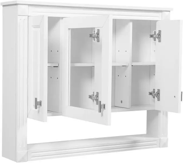 Main image of 35inch Bathroom Wall Cabinet with Mirror, Wall Mounted Medicine Cabinet with Open Shelf, Mirrored Door Over Toilet Storage Cabinet, White
