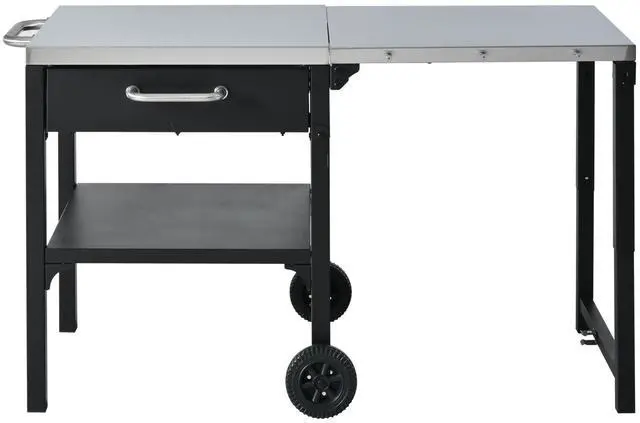 Main image of Outdoor Kitchen Cart Foldable Outdoor Prep Station Portable BBQ Cart Grill Cart with Foldable Top and Storage Space for Backyard, Patio, Black
