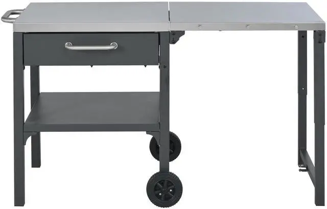 Main image of Outdoor Kitchen Cart Foldable Outdoor Prep Station Portable BBQ Cart Grill Cart with Foldable Top and Storage Space for Backyard, Patio, Gray