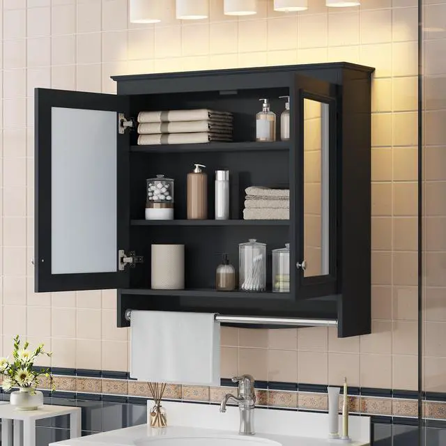 Alt view image 5 of 7 - 3-in-1 Bathroom Mirror Cabinet, 30 inch Wall Mounted Medicine Cabinet with Adjustable Shelves & Soft Close Doors, High-Define Mirror with Storage for Bathroom Vanity