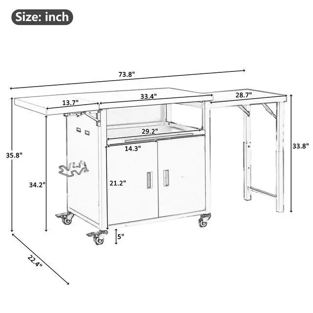 Alt view image 3 of 7 - Foldable Outdoor Prep Station BBQ Cart Patio Dining Cart Foldable Outdoor Kitchen Island Grill Cart with Trash Rack, Foldable Top and Storage Space for Backyard, Patio, Gray