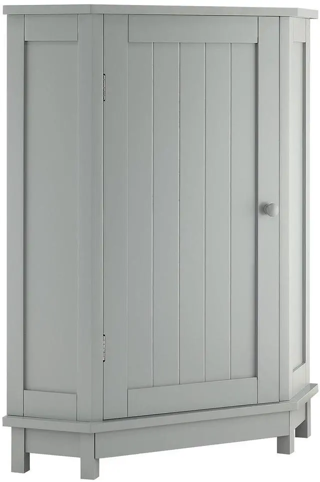 Main image of Grey Bathroom Cabinet Triangle Corner Storage Cabinet with Adjustable Shelf Modern Style MDF Board