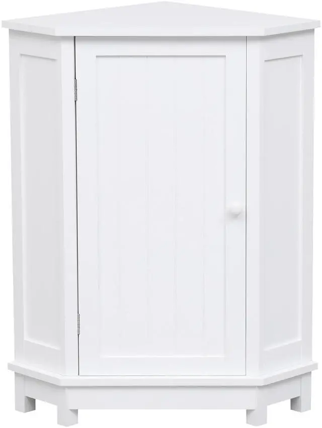 Main image of White Bathroom Cabinet Triangle Corner Storage Cabinet with Adjustable Shelf Modern Style MDF Board (Old SKU:WF291477AAK)