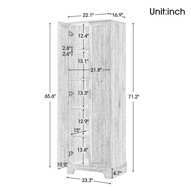 Alt view image 3 of 7 - Storage Cabinet with Two Doors for Bathroom, Office, Adjustable Shelf, MDF Board, White (Old Sku:N725P181207K/WF302824AAK)