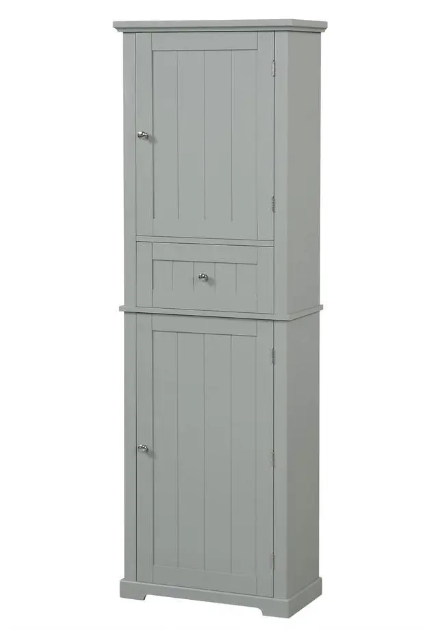 Main image of Tall Bathroom Storage Cabinet, Freestanding Storage Cabinet with Drawer and Adjustable Shelf, MDF Board with Painted Finish, Grey (Old Sku:WF312727AAE)