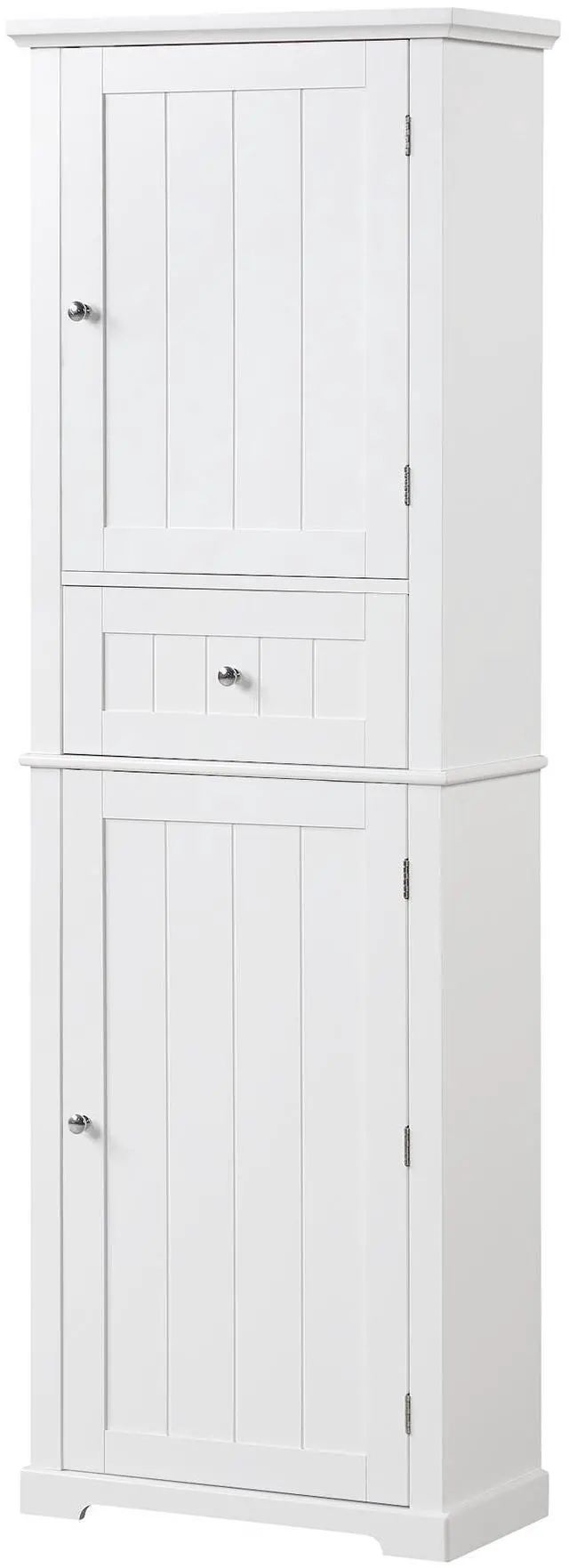 Main image of Tall Bathroom Storage Cabinet, Freestanding Storage Cabinet with Drawer and Adjustable Shelf, MDF Board with Painted Finish, White (Old Sku:WF312727AAK)