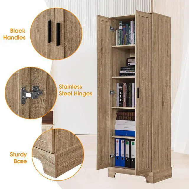Alt view image 4 of 7 - Storage Cabinet with Two Doors for Bathroom, Office, Adjustable Shelf, MDF Board, Brown (Old Sku:N725P181207D/WF302824AAD)