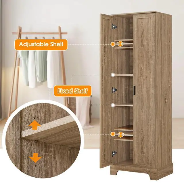 Alt view image 5 of 7 - Storage Cabinet with Two Doors for Bathroom, Office, Adjustable Shelf, MDF Board, Brown (Old Sku:N725P181207D/WF302824AAD)