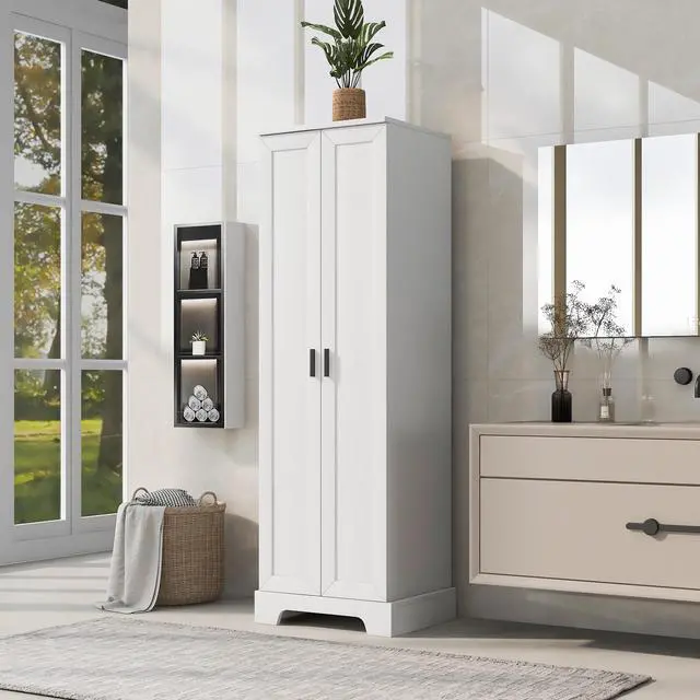 Alt view image 2 of 7 - Storage Cabinet with Two Doors for Bathroom, Office, Adjustable Shelf, MDF Board, White (Old Sku:N725P181207K/WF302824AAK)