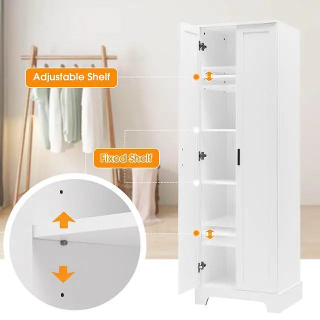 Alt view image 4 of 7 - Storage Cabinet with Two Doors for Bathroom, Office, Adjustable Shelf, MDF Board, White (Old Sku:N725P181207K/WF302824AAK)