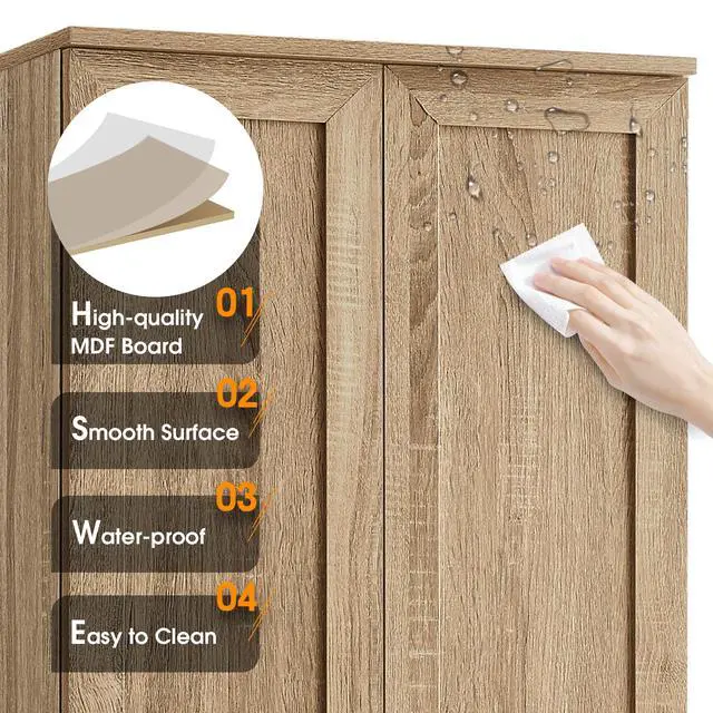 Alt view image 6 of 7 - Storage Cabinet with Two Doors for Bathroom, Office, Adjustable Shelf, MDF Board, Brown (Old Sku:N725P181207D/WF302824AAD)