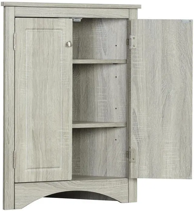 Main image of Oak Triangle Bathroom Storage Cabinet with Adjustable Shelves, Freestanding Floor Cabinet for Home Kitchen(Old SKU:WF291467AAL)