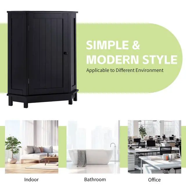 Alt view image 7 of 7 - Black Bathroom Cabinet Triangle Corner Storage Cabinet with Adjustable Shelf Modern Style MDF Board(Old SKU:N725P172615B)
