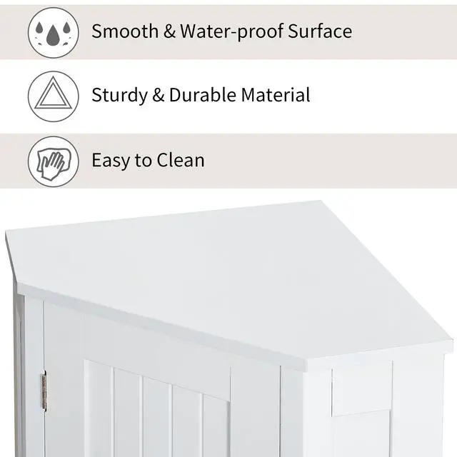 Alt view image 6 of 7 - White Bathroom Cabinet Triangle Corner Storage Cabinet with Adjustable Shelf Modern Style MDF Board (Old SKU:WF291477AAK/N725P172615K)