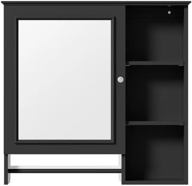 Main image of Wall Mounted Bathroom Storage Cabinet, Medicine Cabinets with large mirror door, adjustable shelves and three open storage levels(Not Include Bathroom Vanity )