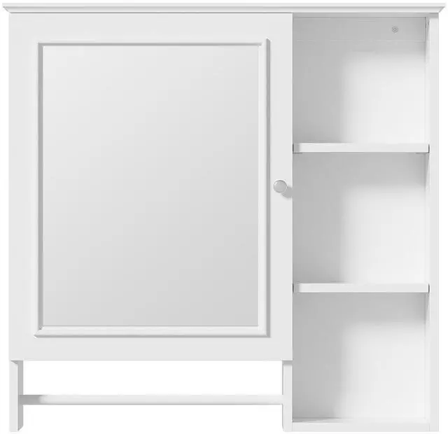 Main image of Wall Mounted Bathroom Storage Cabinet, Medicine Cabinets with large mirror door, adjustable shelves and three open storage levels(Not Include Bathroom Vanity )