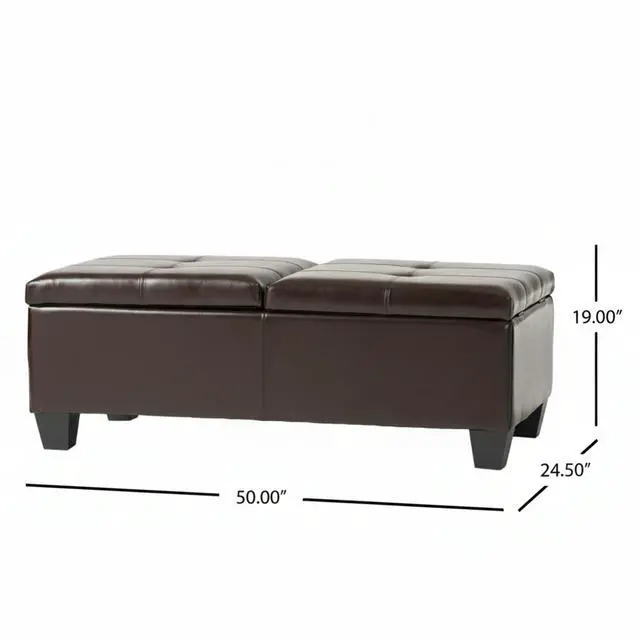 Alt view image 4 of 7 - Upholstered PU Leather Storage Ottoman - DBL TOP (old sku N757P254559B)